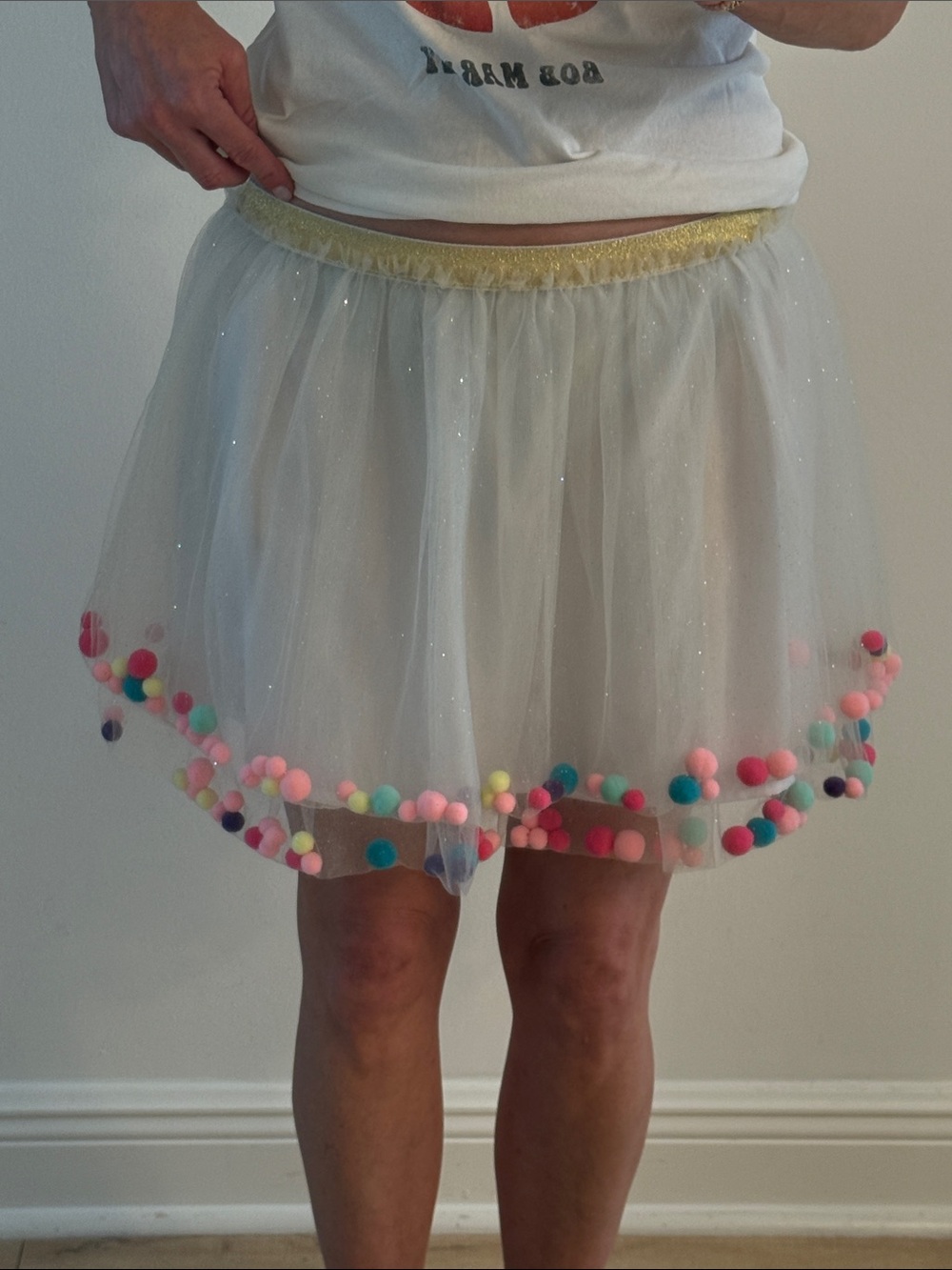 White Tulle Pom-Pom Skirt